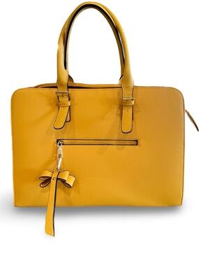 Sunny Yellow PU Leather Tote 16” x 12”